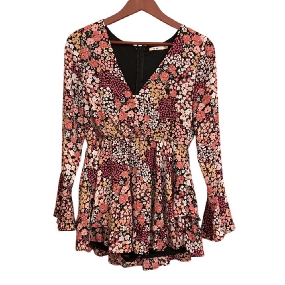 Mi Ami Floral Bell Sleeve Multicolor Flower Romper - Size S - Picture 6 of 13